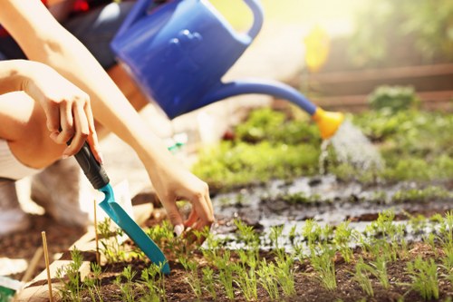 Person reviewing a landscaping complaint with project notes